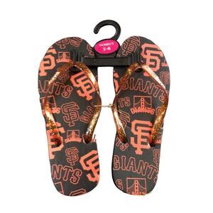 TEAM Bean San Francisco Giants  Flip Flop Size 7/8 Women Navy And Orange Rubber